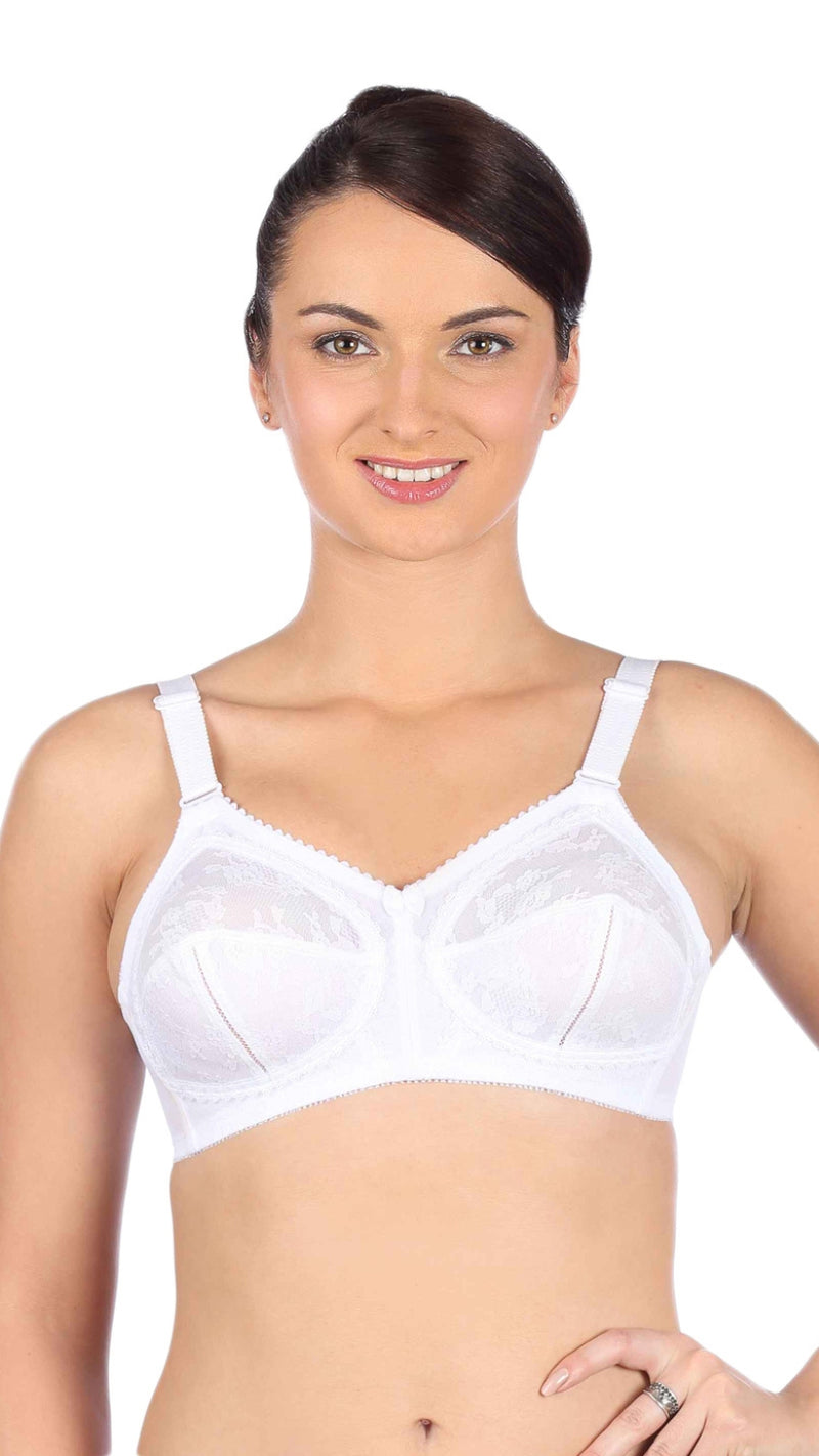 Triumph White Wireless Big Cup Cut-N-Sew Lace Bra