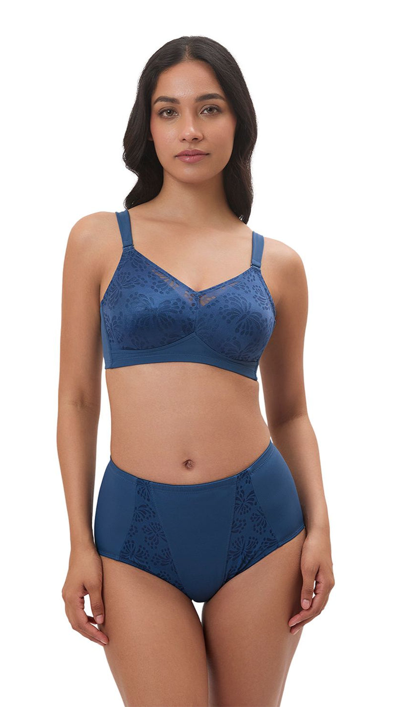 Triumph Blue Non Padded Wireless Seamless Minimizer Bra
