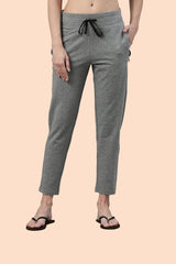 ENAMOR-E060 Medium Grey Melange ESSENTIALS FRENCH TERRY LOUNGE PANTS