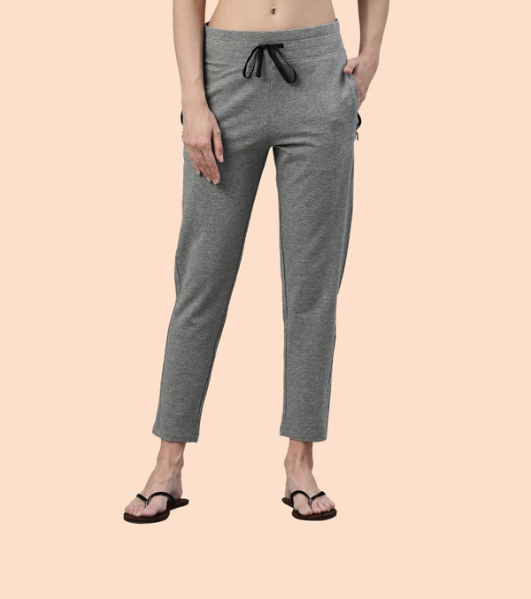 ENAMOR-E060 Medium Grey Melange ESSENTIALS FRENCH TERRY LOUNGE PANTS