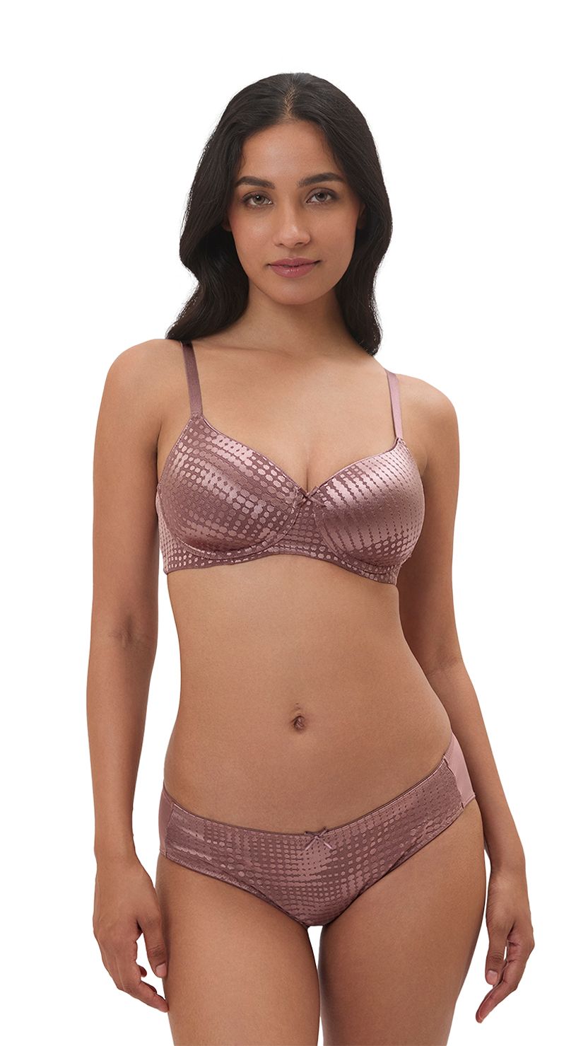 Triumph Mauve Sheen Jacquard Half Coverage Lightly Padded Bra
