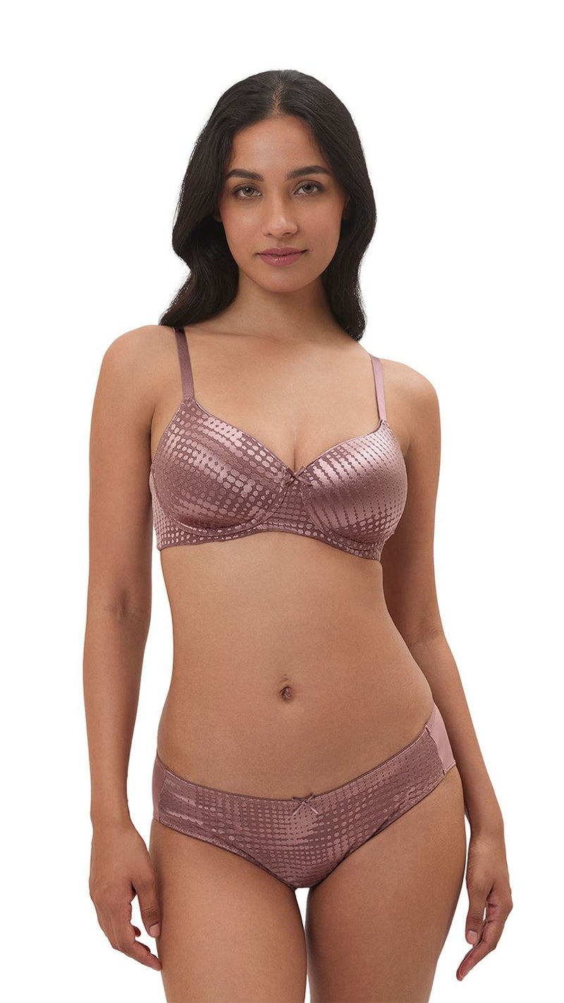 Triumph Mauve Sheen Jacquard Half Coverage Lightly Padded Bra