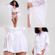 Mysthelle LILY WHITE ROBE WITH EMBROIDERED TULLE SLEEVES