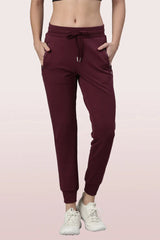 ENAMOR A401 Plum Cotton Terry Jogger | Dry Fit Cotton Terry Jogger