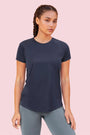 ENAMOR A313 Navy Women Active Panel Quick Dry Relaxed Fit, Regular Length Workout T-Shirt