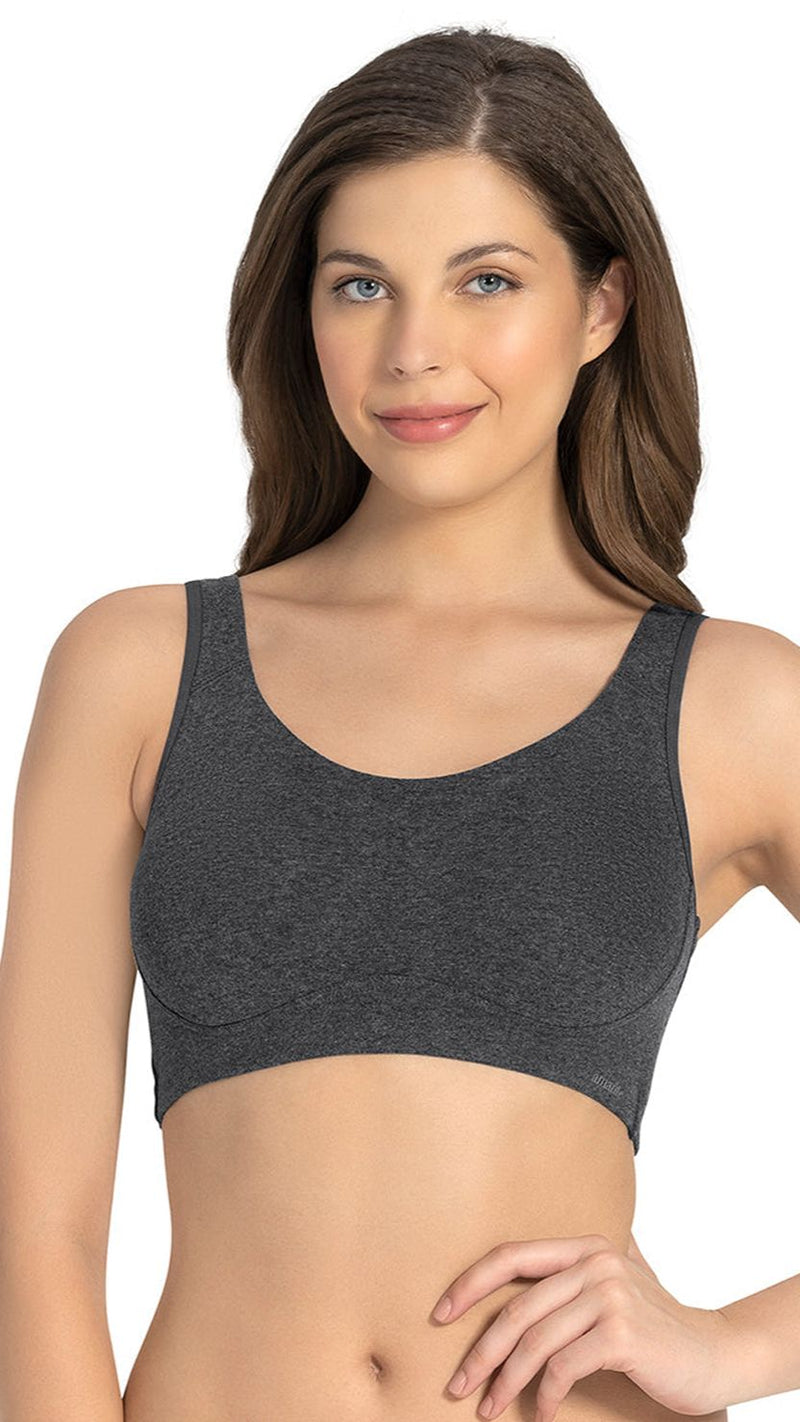 Amante Grey Non-Padded Wirefree Curved Seam Lounge Bra