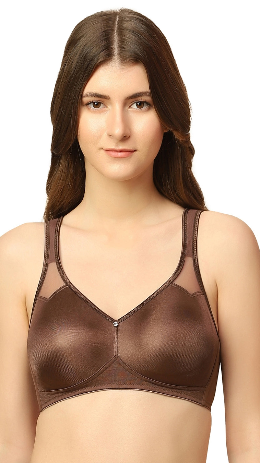 Triumph Brown Wireless Non Padded Full Coverage Bra