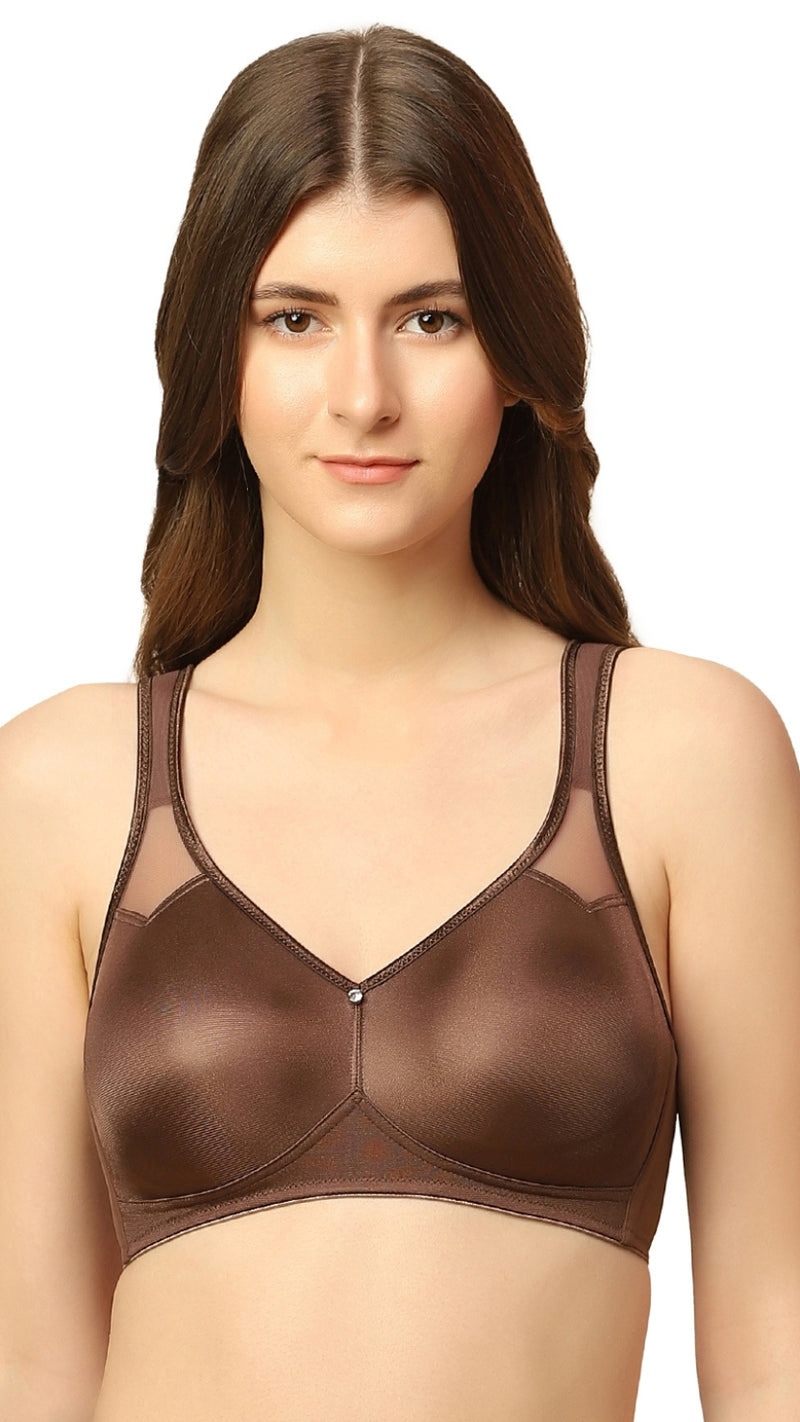 Triumph Brown Wireless Non Padded Full Coverage Bra