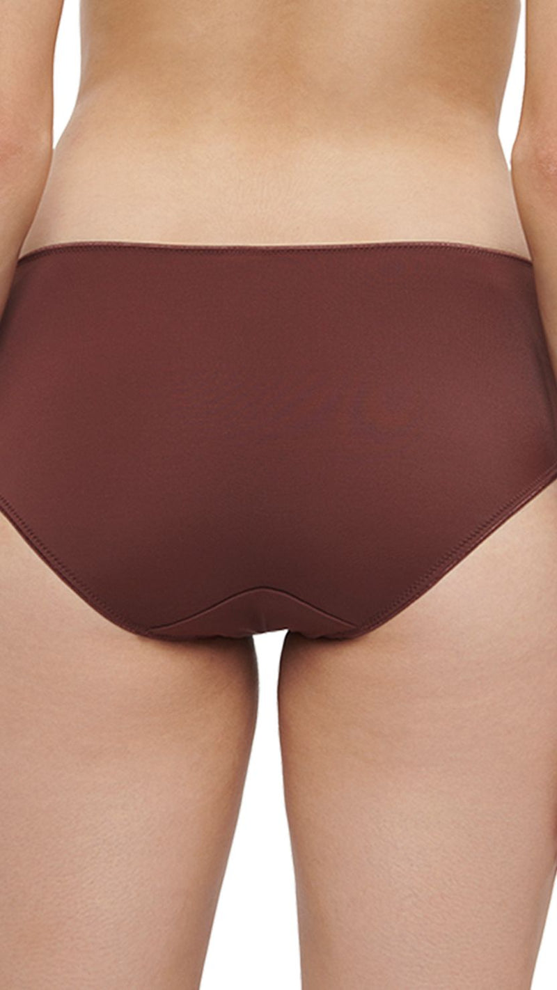 Triumph Brown Zigzag Mesh Hipster Brief With Bow Detail