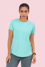 ENAMOR A313 Pool Blue Women Active Panel Quick Dry Relaxed Fit, Regular Length Workout T-Shirt
