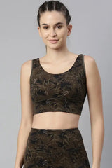 Enamor-E217 Camou Aop LONGLINE SPORTS BRA â€“ PRINTED | SCOOP NECK MEDIUM IMPACT DRY FIT SPORTS BRA