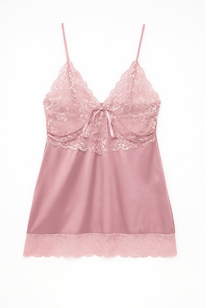 AXTZH 2-Piece Satin Nightwear Set with Robe X7651-ROSE-F11S