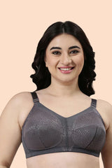 ENAMOR BRA F096 Ink Grey Ultimate Curve Support Bra for Women- Full Coverage, Non Padded and Wirefree
