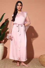 NIGHTWEAR-XF22SA133 Satin Long Nightdress with robe