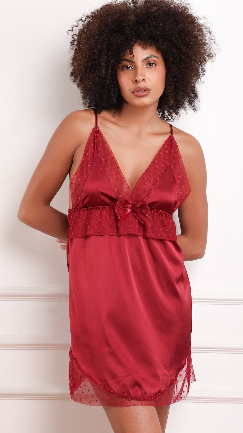 Satin & Sheer Mesh Peplum Babydoll | Statement Lingerie