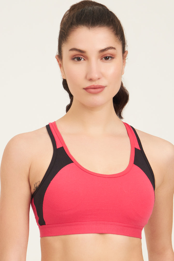 JOCKEY BRA-1380 Wirefree Padded Super Combed Cotton Elastane Stretch Full Coverage Racerback Styling Active Bra with StayFresh and Moisture Move Treatment