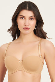 JOCKEY-FE52 Under-Wired Padded Super Combed Cotton Elastane Stretch Full Coverage Strapless with Ultra-Grip Support Band