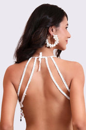 AXTZH Crochet Halter Beachwear Bra Top with Handcrafted Detailing and Playful Design-X0169-WHITE6-BW1PBL