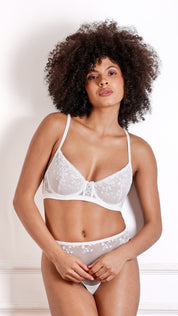 Floral Lace Mid-Coverage Bra | Non-Padded Wired Fancy Bra