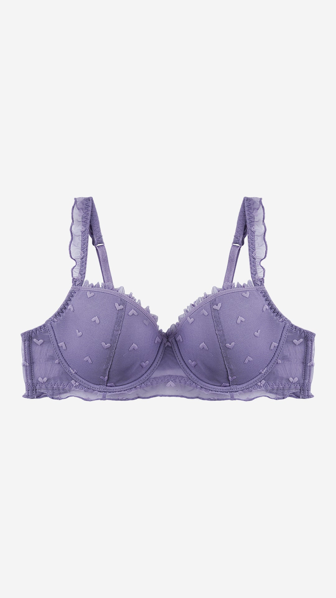 Lavender Heart Print Wired Lace Bra
