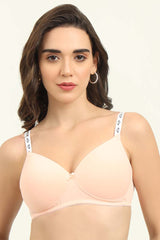 SLUUW BRA-SB007 Peach - LIGHTLY PADDED NON-WIRED T-SHIRT BRA