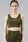 Enamor-E217 Jungle Camo Olive LONGLINE SPORTS BRA â€“ PRINTED | SCOOP NECK MEDIUM IMPACT DRY FIT SPORTS BRA
