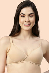 Enamor-A039 Skin Perfect Coverage T-Shirt Bra - Supima Cotton Padded Wirefree Medium Coverage