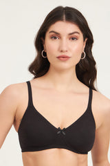 JOCKEY-1722 Black Wirefree Non Padded Super Combed Cotton Elastane Stretch Medium Coverage Everyday with Concealed Shaper Panel