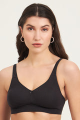 JOCKEY-FE41 Black Wirefree Non Padded Plus Size Super Combed Cotton Elastane Stretch Full Coverage Everyday with Concealed Shaper Panel