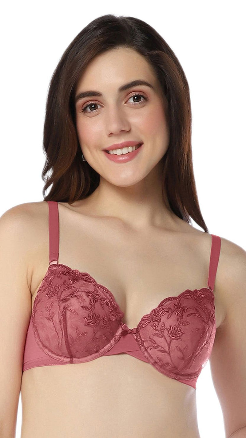 Amante Padded Wired Demi Coverage Lace Bra