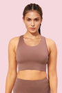 ENAMOR BRA-A202 Nutmeg Basic Workout Sports Bra Medium Impact Dry Fit Longline Basic