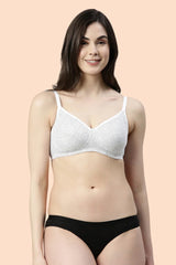 ENAMOR BRA-A042 /2 Ditsy Dots Print Side Support Shaper Classic Bra - Supima Cotton Non-Padded Minimizer Wirefree