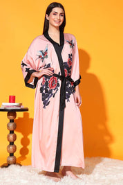 NIGHTWEAR-XH2SAPRINT Printed Satin long robe