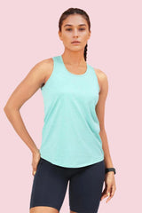 ENAMOR A308 Pool Blue Mel Enamor Womens Athleisure Basic Workout Dry Fit Crew Neck Activewear Tee