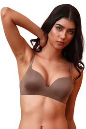 BELLAGIO Deep Plunge Bra with Light Padding, Seamless Finish, and Sleek Contour BB2215-CHOCO-CP301
