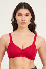 JOCKEY-1250 Redlv Wirefree Non Padded Plus Size Super Combed Cotton Elastane Stretch Full Coverage Everyday with Contoured Shaper Panel and Adjustable Straps