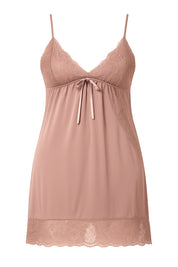 AXTZH Delicate One Piece Nightwear  with Charming Bow Accent X0851-APRICOT-F1L