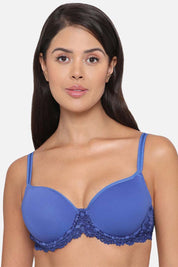 WACOAL BRA 853191 Embrace Lace Contour Padded Wired 3/4th Cup Everyday Wear Medium coverage T-Shirt Bra - Dark Blue