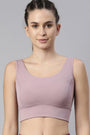Enamor-E117 Mauve Pink Longline Sports Bra – Solid | Scoop Neck Line High Impact Dry Fit Sports Bra