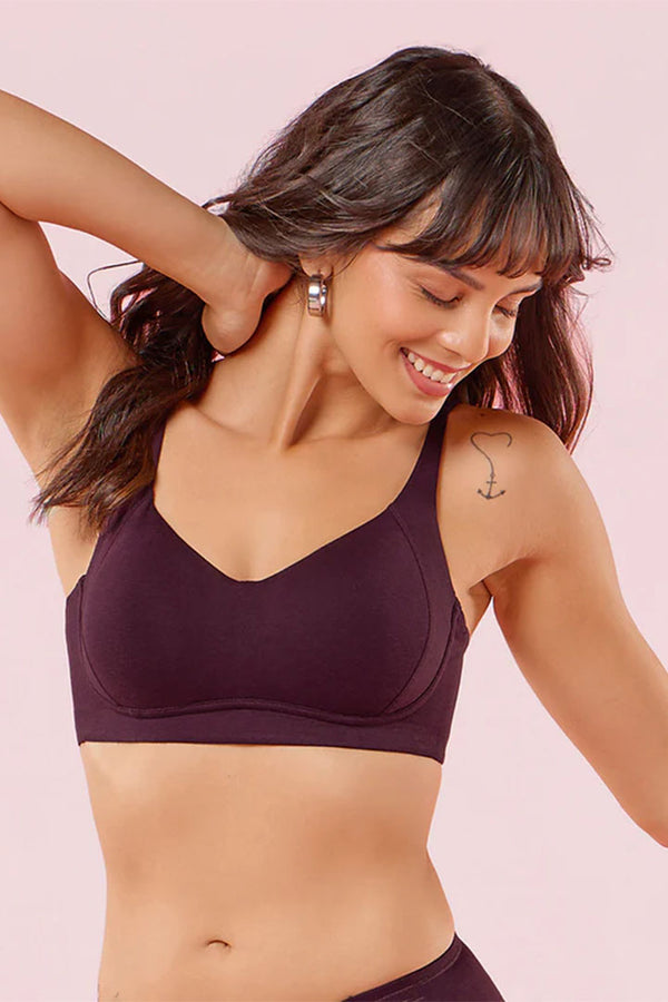 ENAMOR BRA A077 Women's Padded Non-Wired T-Shirt Bra, Full Coverage, Soft Bamboo Fabric, Breathable, Pinch-Free