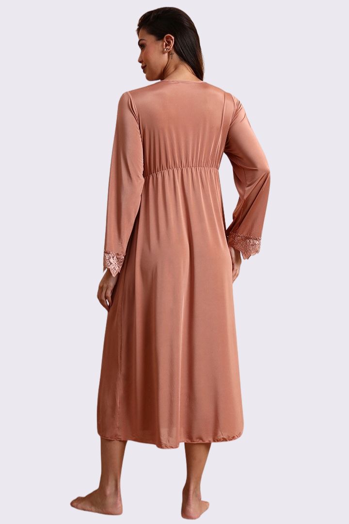 AXTZH Three-Piece Nightwear Set Designed for Grace, Comfort, and Sophistication in Every Detail X2509-APRICOT-F2M