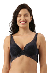 Enamor-F091 Lblu Butterfly Cleavage Enhancer Plunge Push-Up Bra - Padded & Wired