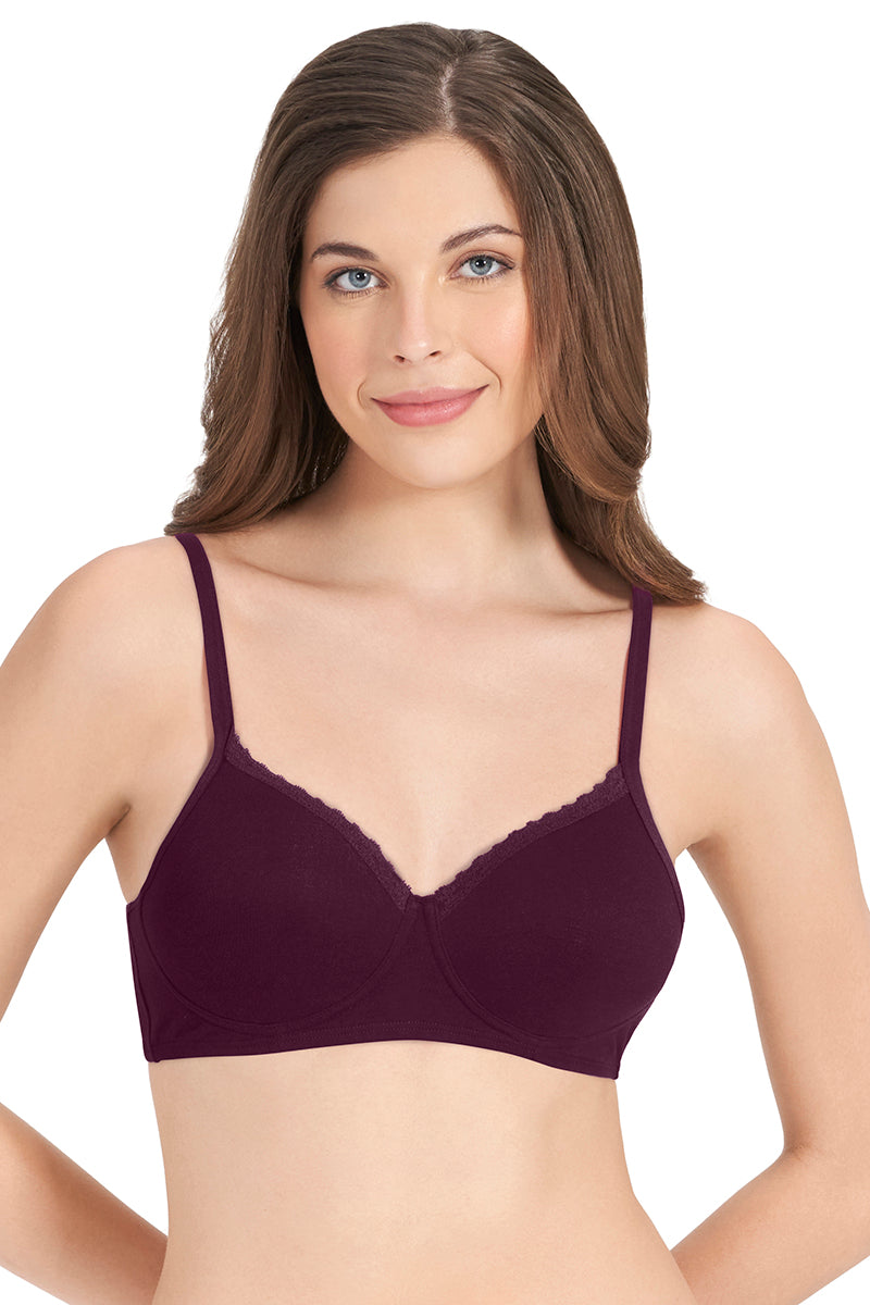 2 Cotton Casual Lightly Padded Non-Wired Full Coverage T-Shirt Bra