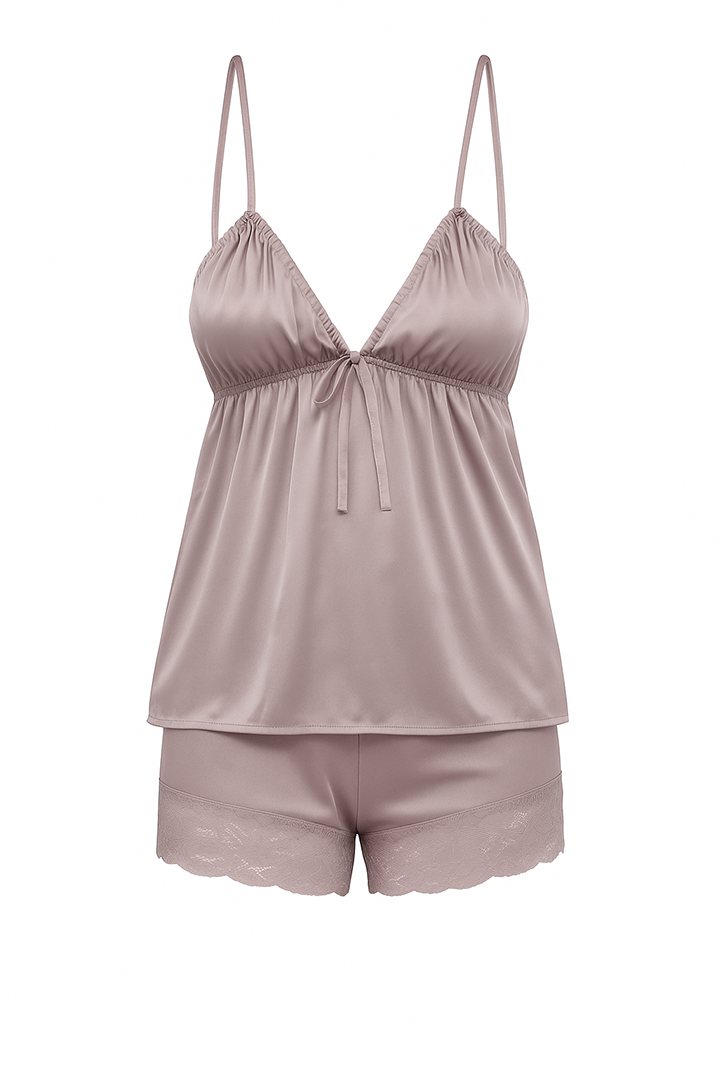 AXTZH 3-Piece Satin Nightwear Set with Robe X7662-FF-NSS3PS
