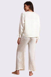 AXTZH Timeless Three-Piece Nightwear Set with Robe, Lace Accents, and Relaxed Fit for Everyday Luxury X0903-IVORY-NSL3PS