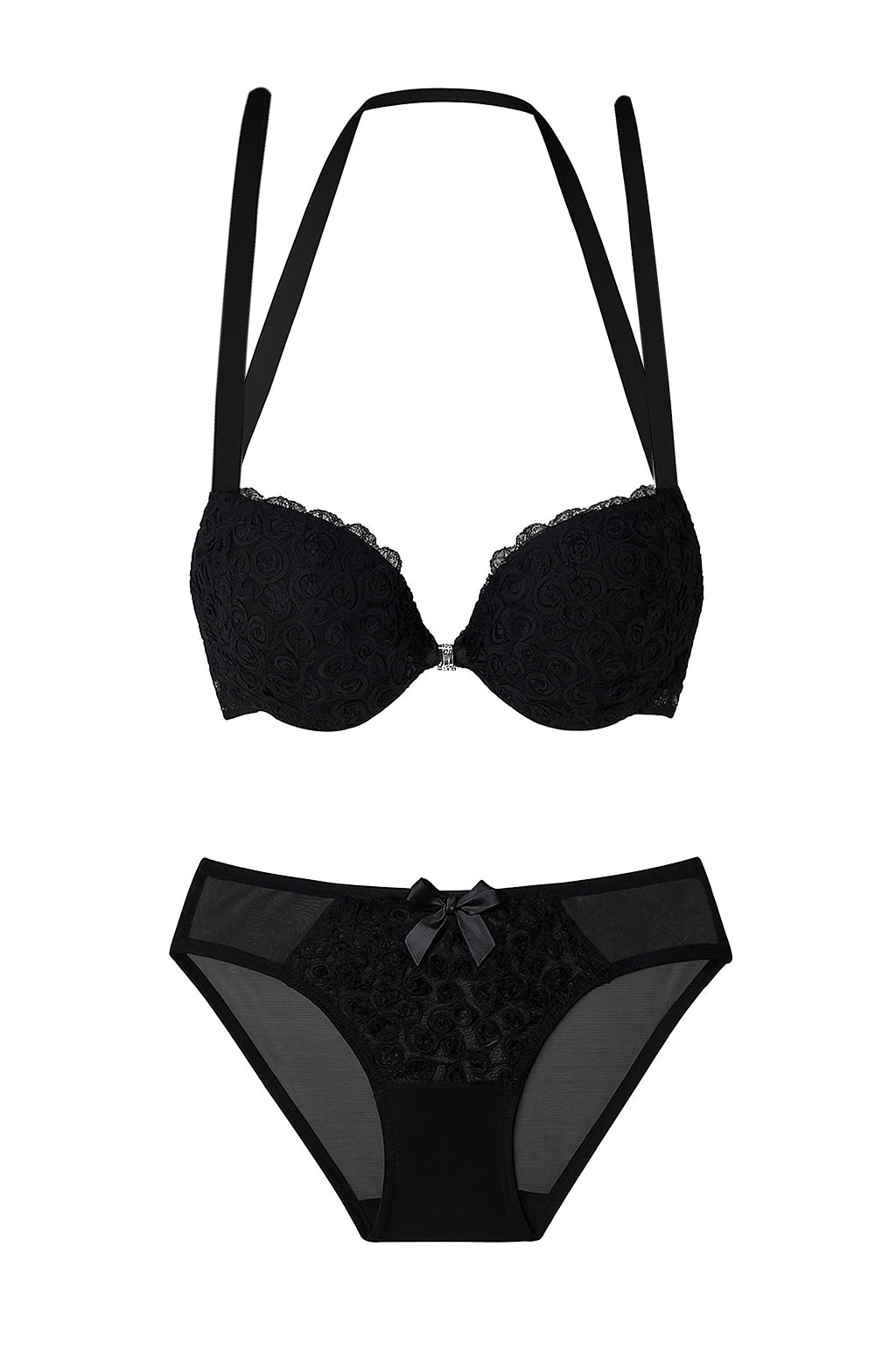 AXTZH Women’s Padded Bra – Stylish One-Piece with Defined Lift and Elegant Detailing AB0512-BLACK-DN102