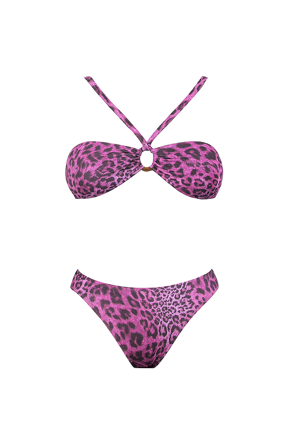 AXTZH Stylish 3-Piece Swimwear Set with Sheer Cover-Up X0193-PURPR-3PB