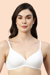 ENAMOR BRA-A039 White Perfect Coverage T-Shirt Bra - Supima Cotton Padded Wirefree Medium Coverage