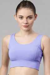 Enamor-E117 Purple Slate Longline Sports Bra – Solid | Scoop Neck Line High Impact Dry Fit Sports Bra