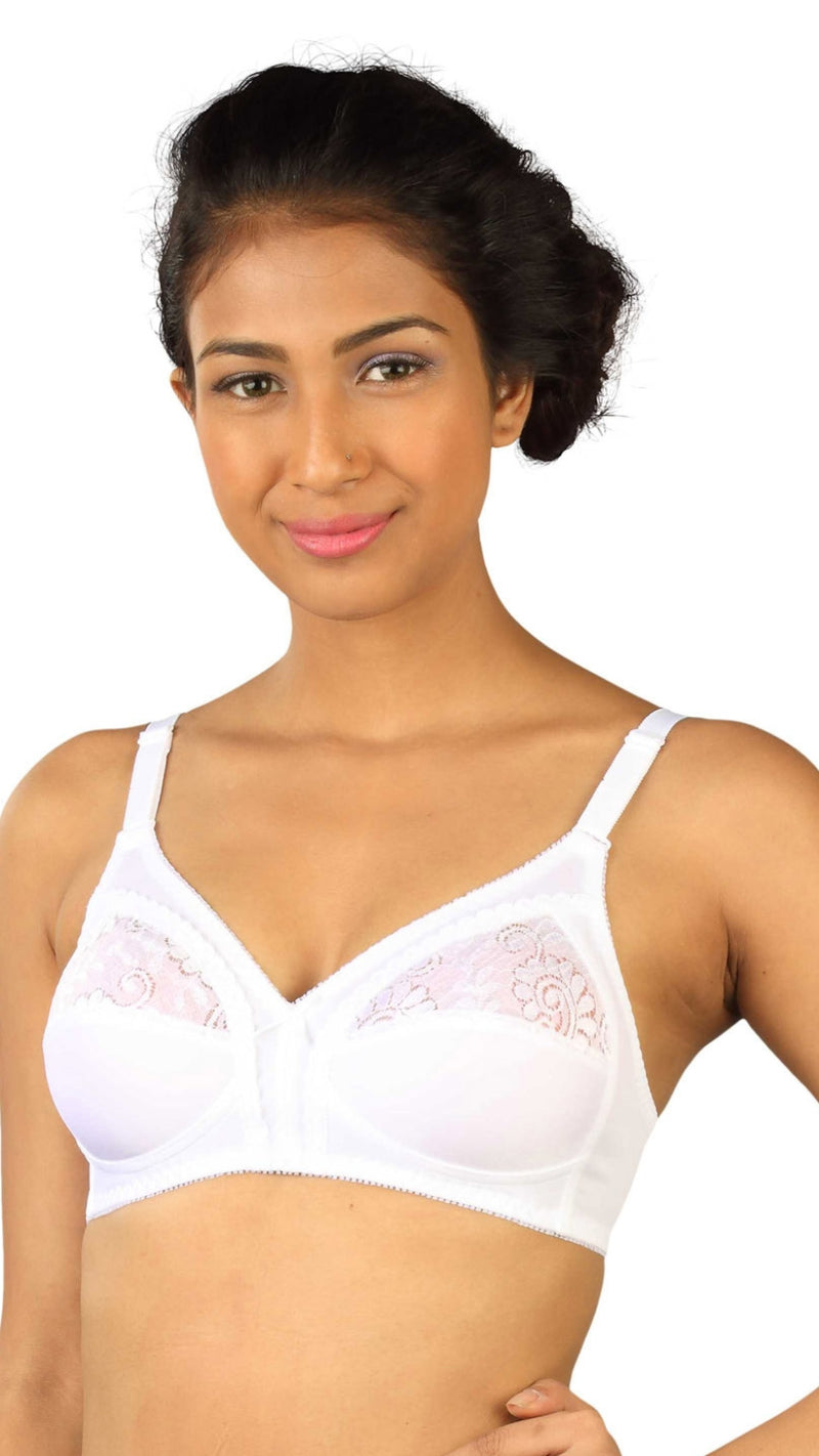 Triumph White Claudette Lace Trim Full Coverage Bra